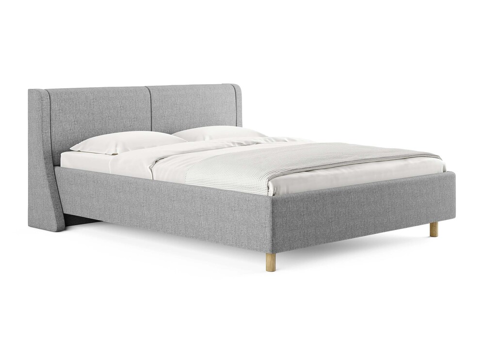 Мягкая кровать Barcelona 140х200 с подъемным механизмом, кашемир светло-серый