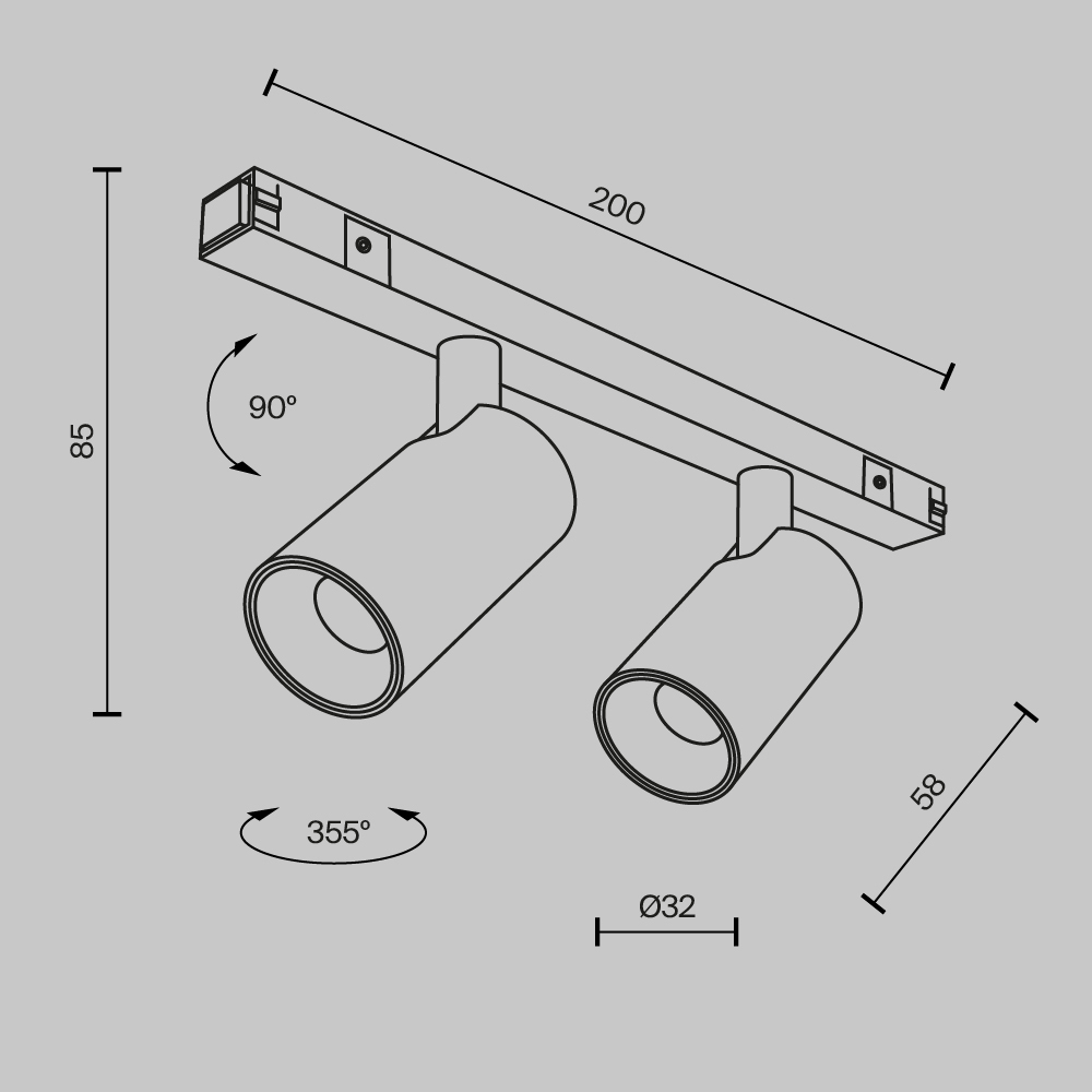 Трековый светильник Technical TR176-1-2X5WTW-M-B