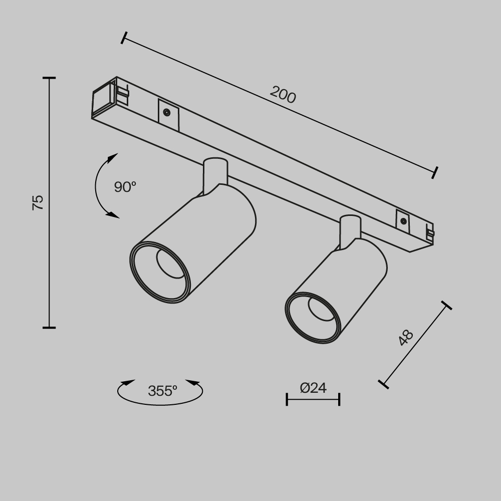 Трековый светильник Technical TR176-1-2X3WTW-M-B