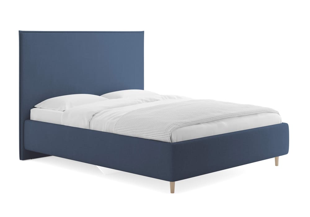 Мягкая кровать Eveline 160х200 с подъемным механизмом, рогожка Багама синий
