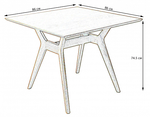 фото Стол Нарвик квадратный 860*860 бук-белый