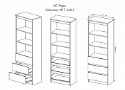 Стеллаж МСТ 600.3 (МП) дуб сонома