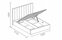 Мягкая кровать Ingrid 140х200 с подъемным механизмом, велюр серый