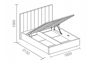 Мягкая кровать Ingrid 160х200 с подъемным механизмом, велюр синий