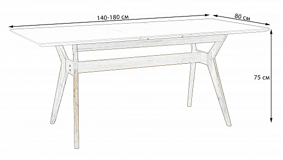 фотография Стол Нарвик раскладной 140-180 ОРЕХ-Белый